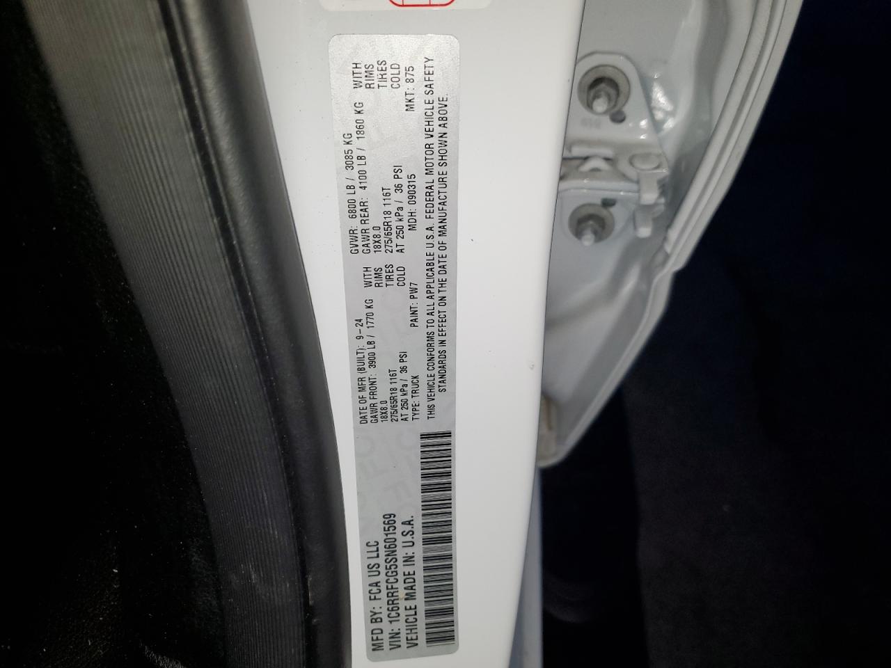 2025 Ram 1500 Tradesman VIN: 1C6RRFCG5SN601569 Lot: 92537095