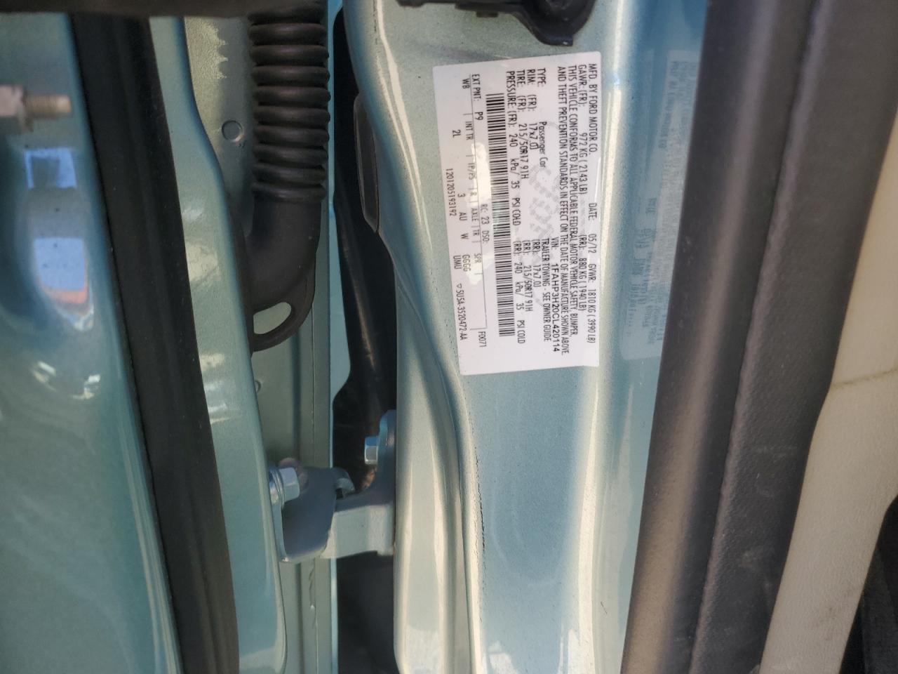 2012 Ford Focus Sel VIN: 1FAHP3H20CL420114 Lot: 91276335