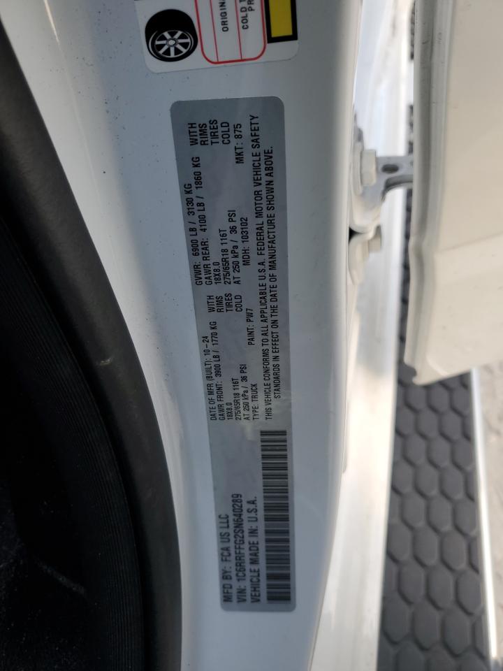 2025 Ram 1500 Big Horn/Lone Star VIN: 1C6RRFFG2SN640289 Lot: 92158375