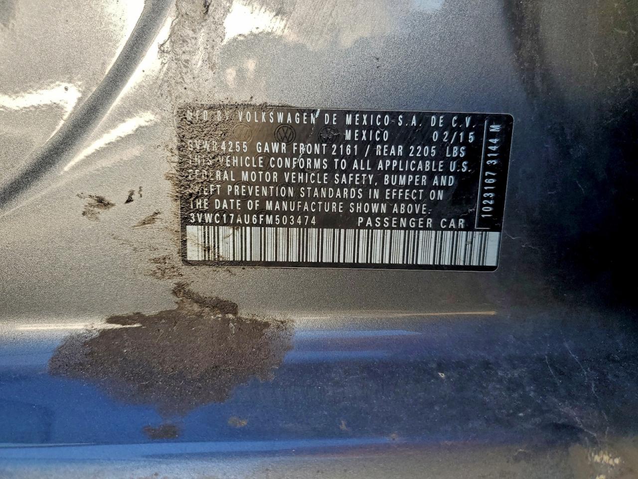 2015 Volkswagen Golf Sportwagen S VIN: 3VWC17AU6FM503474 Lot: 94196425