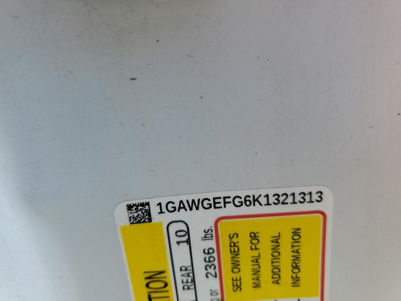 2019 Chevrolet Express G2500 Ls VIN: 1GAWGEFG6K1321313 Lot: 91216705