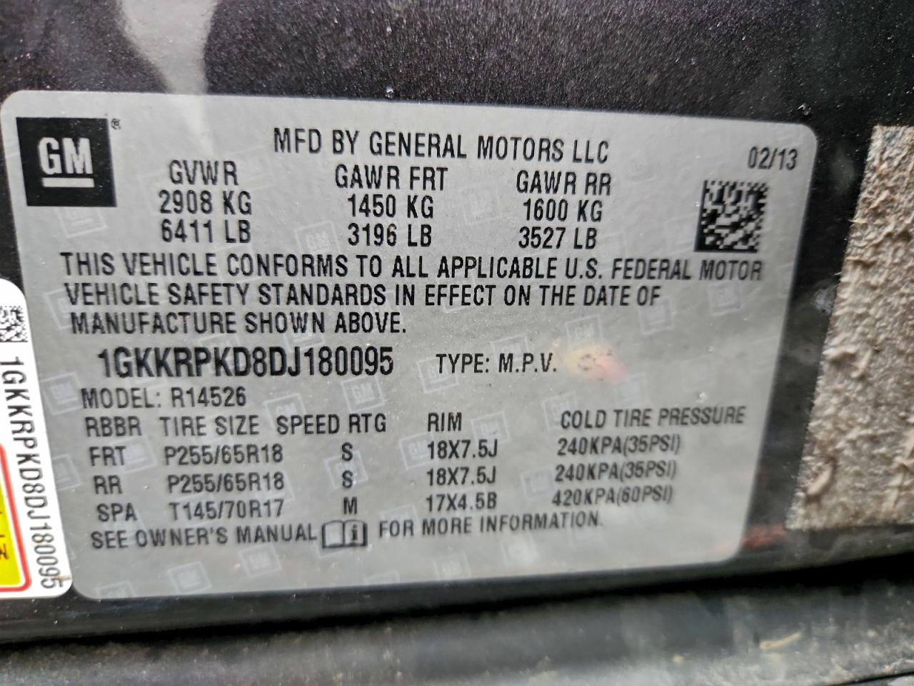 2013 GMC Acadia Sle VIN: 1GKKRPKD8DJ180095 Lot: 91884455