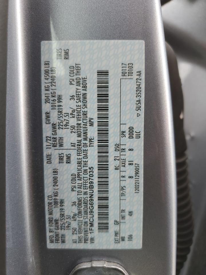 2022 Ford Escape Se VIN: 1FMCU9G69NUB97035 Lot: 93803585