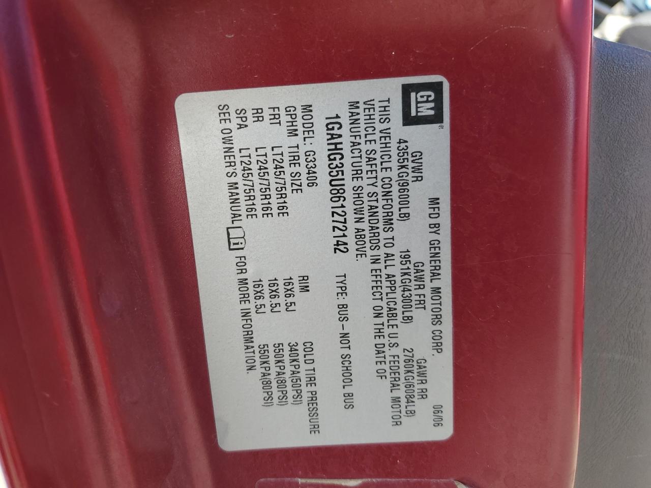 2006 Chevrolet Express G3500 VIN: 1GAHG35U861272142 Lot: 92082165