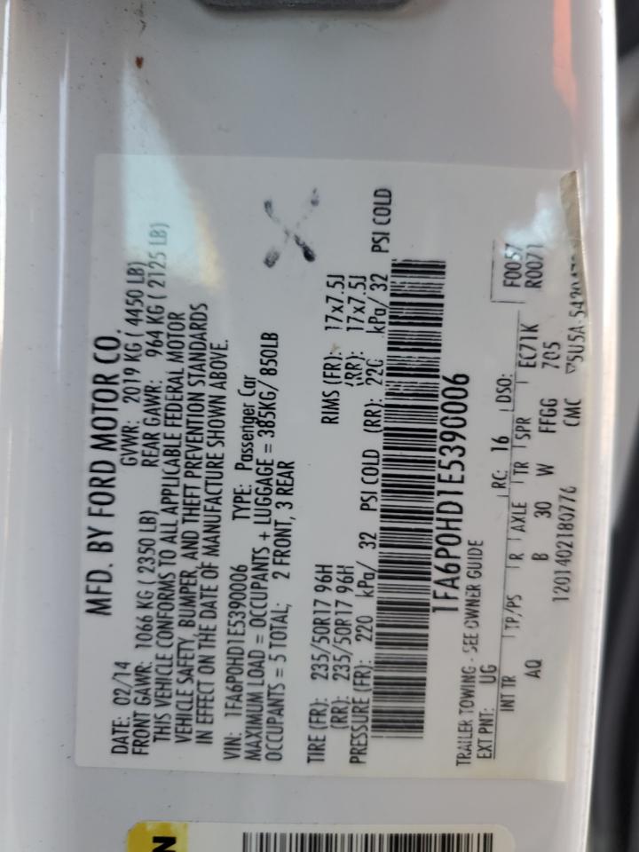 2014 Ford Fusion Se VIN: 1FA6P0HD1E5390006 Lot: 92639165