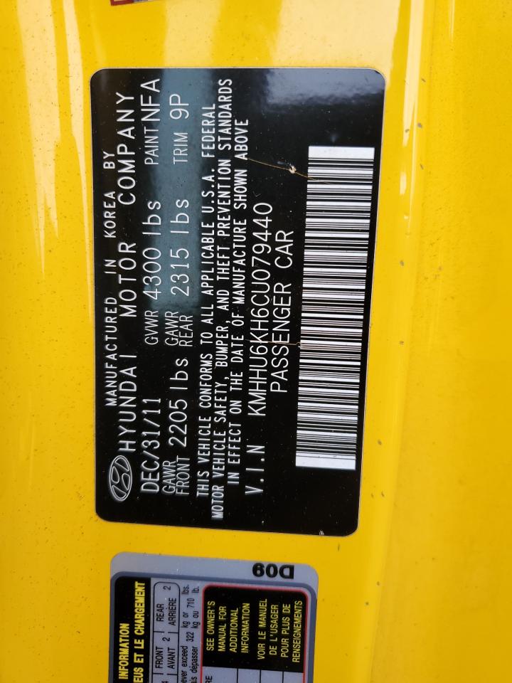 2012 Hyundai Genesis Coupe 3.8L VIN: KMHHU6KH6CU079440 Lot: 92538175