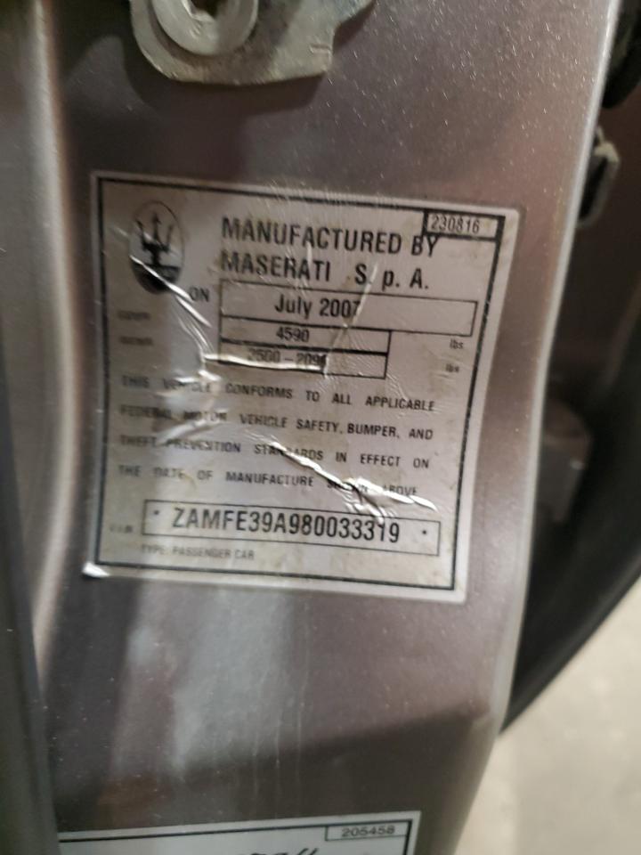 2008 Maserati Quattroporte M139 VIN: ZAMFE39A980033319 Lot: 93880615