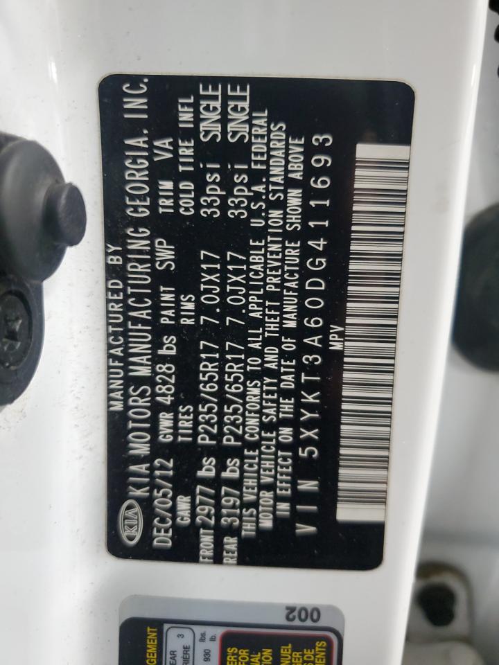 2013 Kia Sorento Lx VIN: 5XYKT3A60DG411693 Lot: 92675075