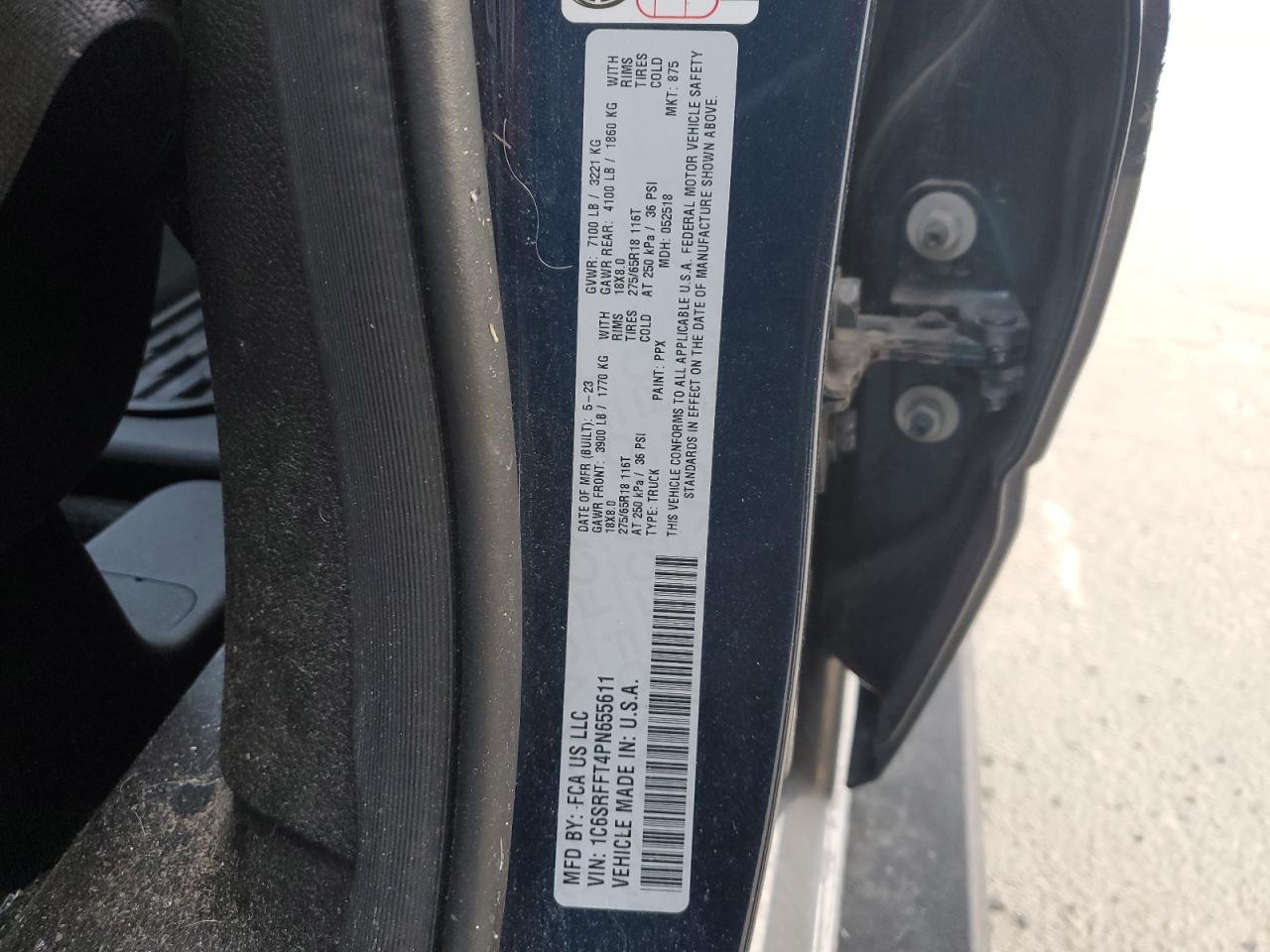 2023 Ram 1500 Big Horn/Lone Star VIN: 1C6SRFFT4PN655611 Lot: 93857515