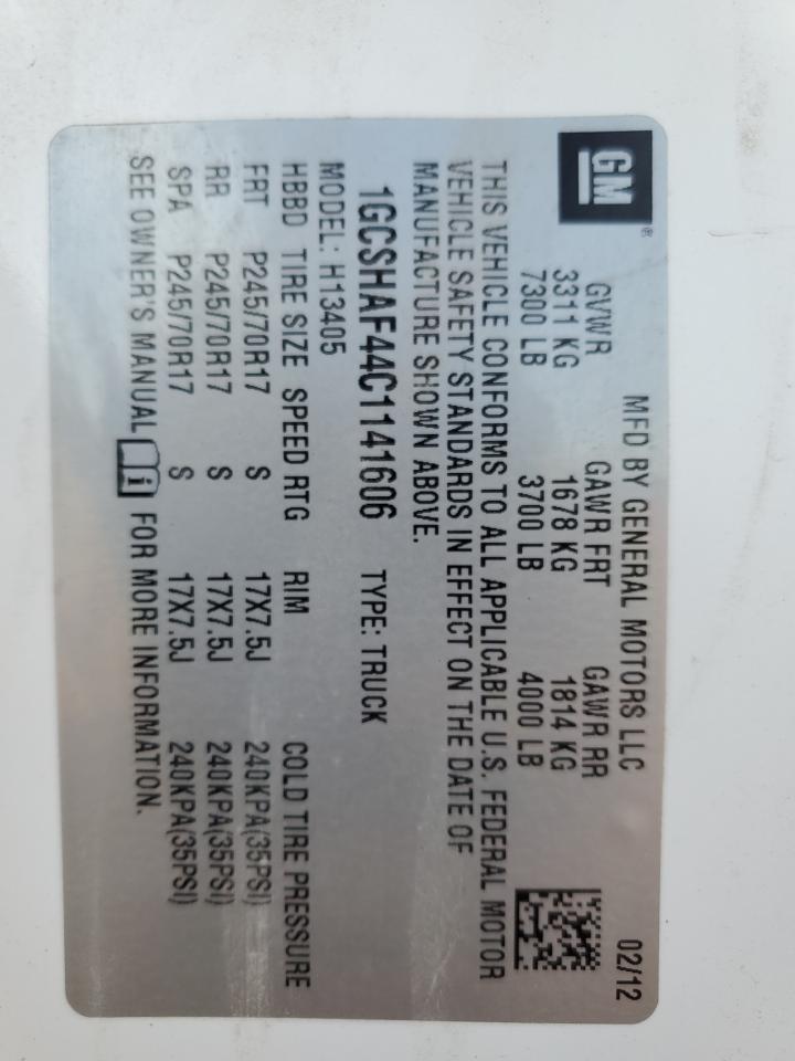 2012 Chevrolet Express 1500 Delivery Van VIN: 1GCSHAF44C1141606 Lot: 85436325