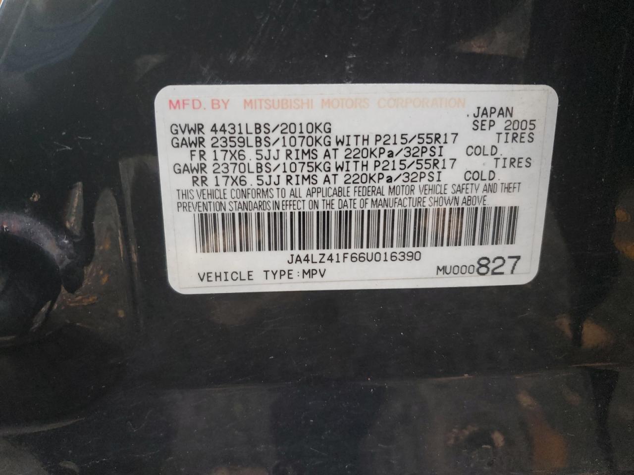 2006 Mitsubishi Outlander Se VIN: JA4LZ41F66U016390 Lot: 91352215