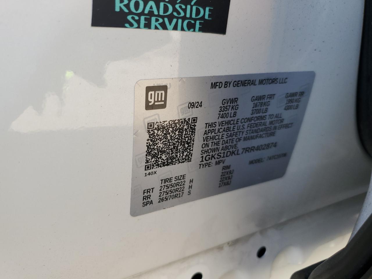 2024 GMC Yukon Denali VIN: 1GKS1DKL7RR402874 Lot: 92272205