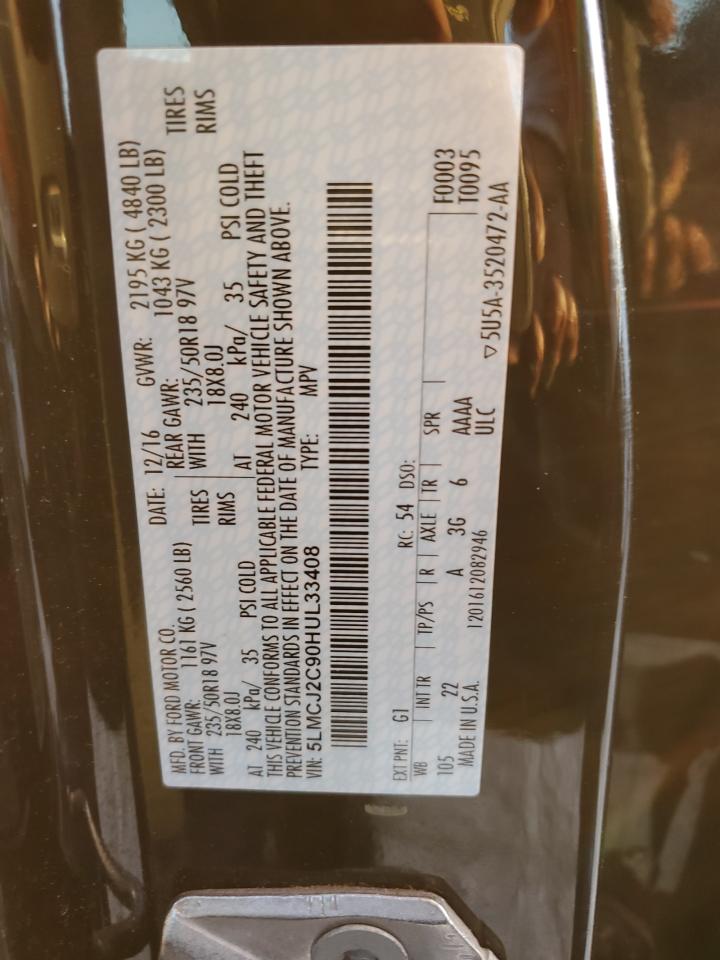 2017 Lincoln Mkc Select VIN: 5LMCJ2C90HUL33408 Lot: 92023935