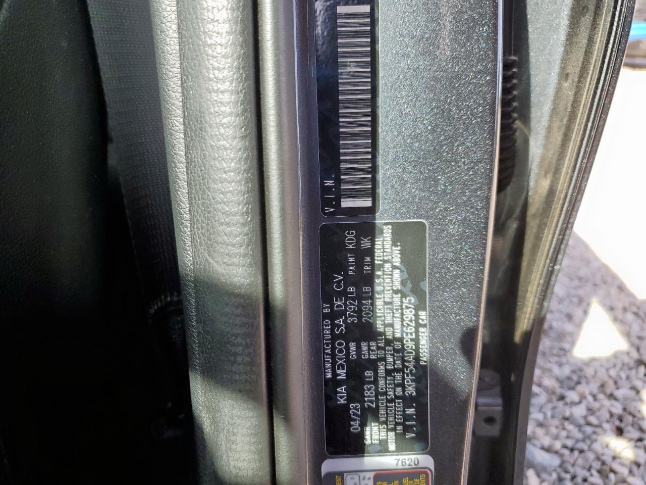 2023 Kia Forte Gt Line VIN: 3KPF54AD9PE629875 Lot: 93086465