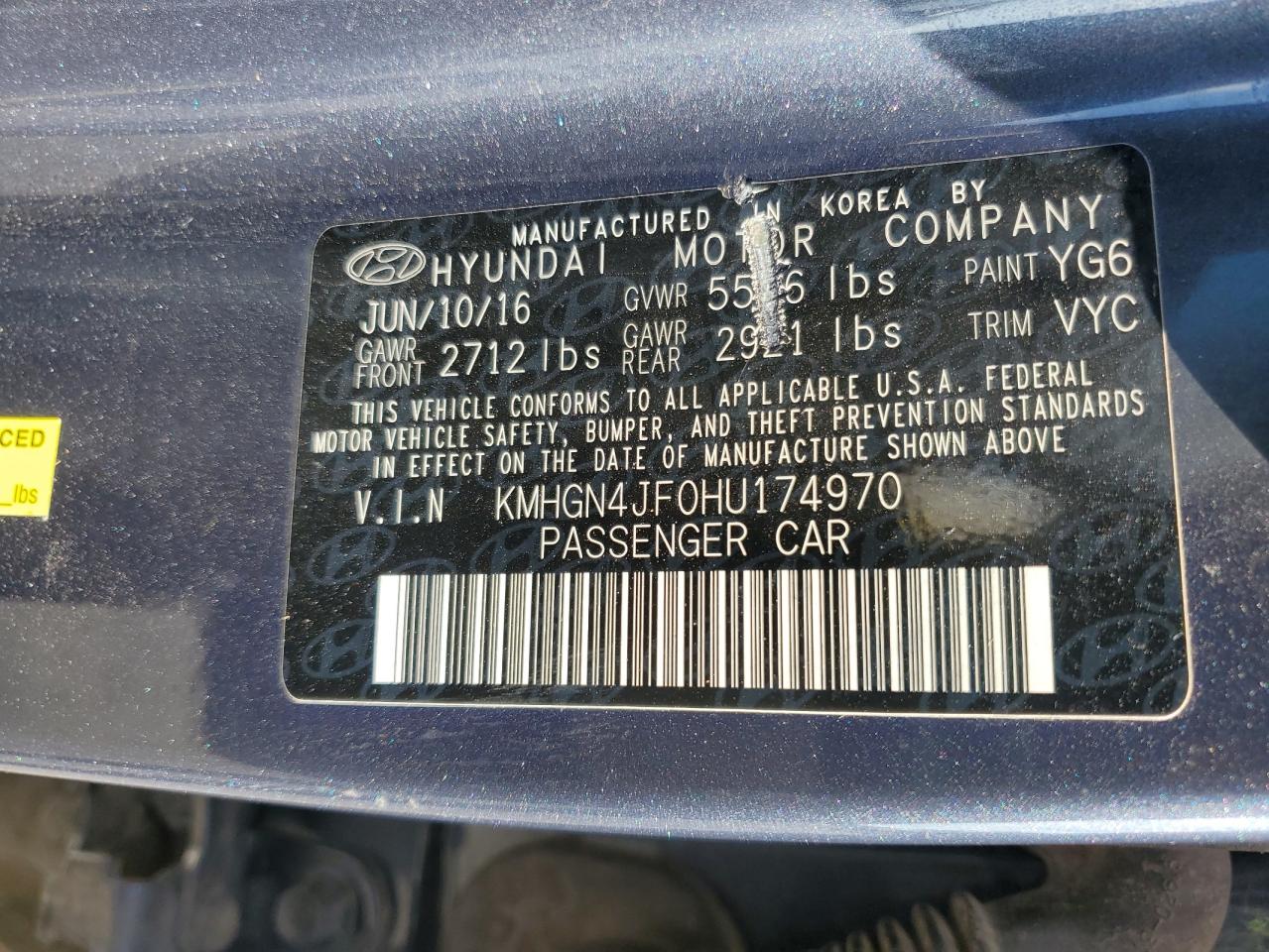 2017 Genesis G80 Ultimate VIN: KMHGN4JF0HU174970 Lot: 93694655