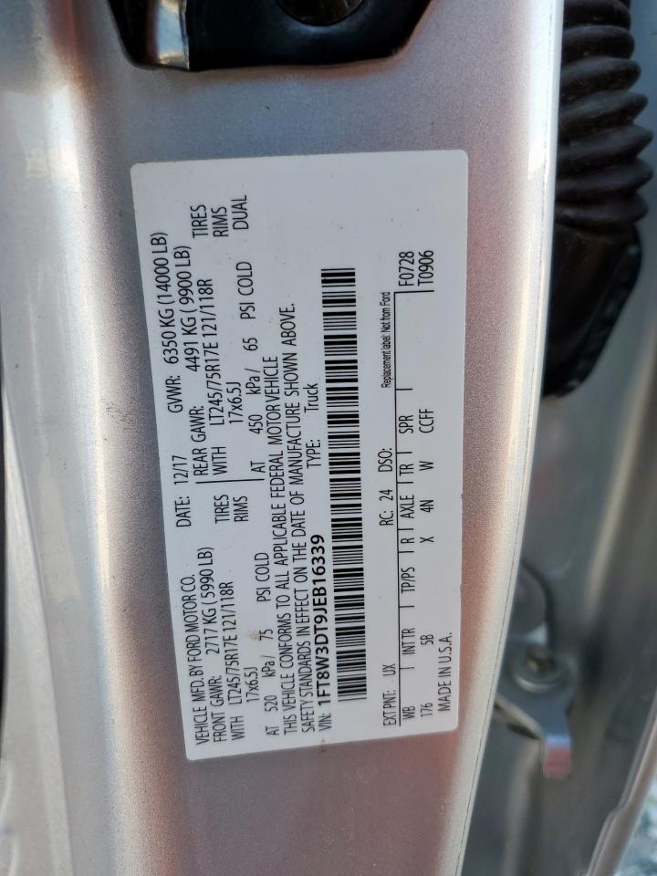 2018 Ford F350 Super Duty VIN: 1FT8W3DT9JEB16339 Lot: 91462055