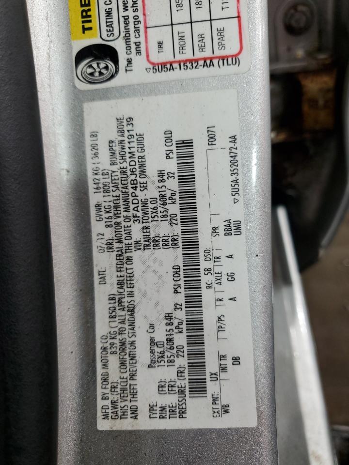 2013 Ford Fiesta Se VIN: 3FADP4BJ6DM119139 Lot: 92511885