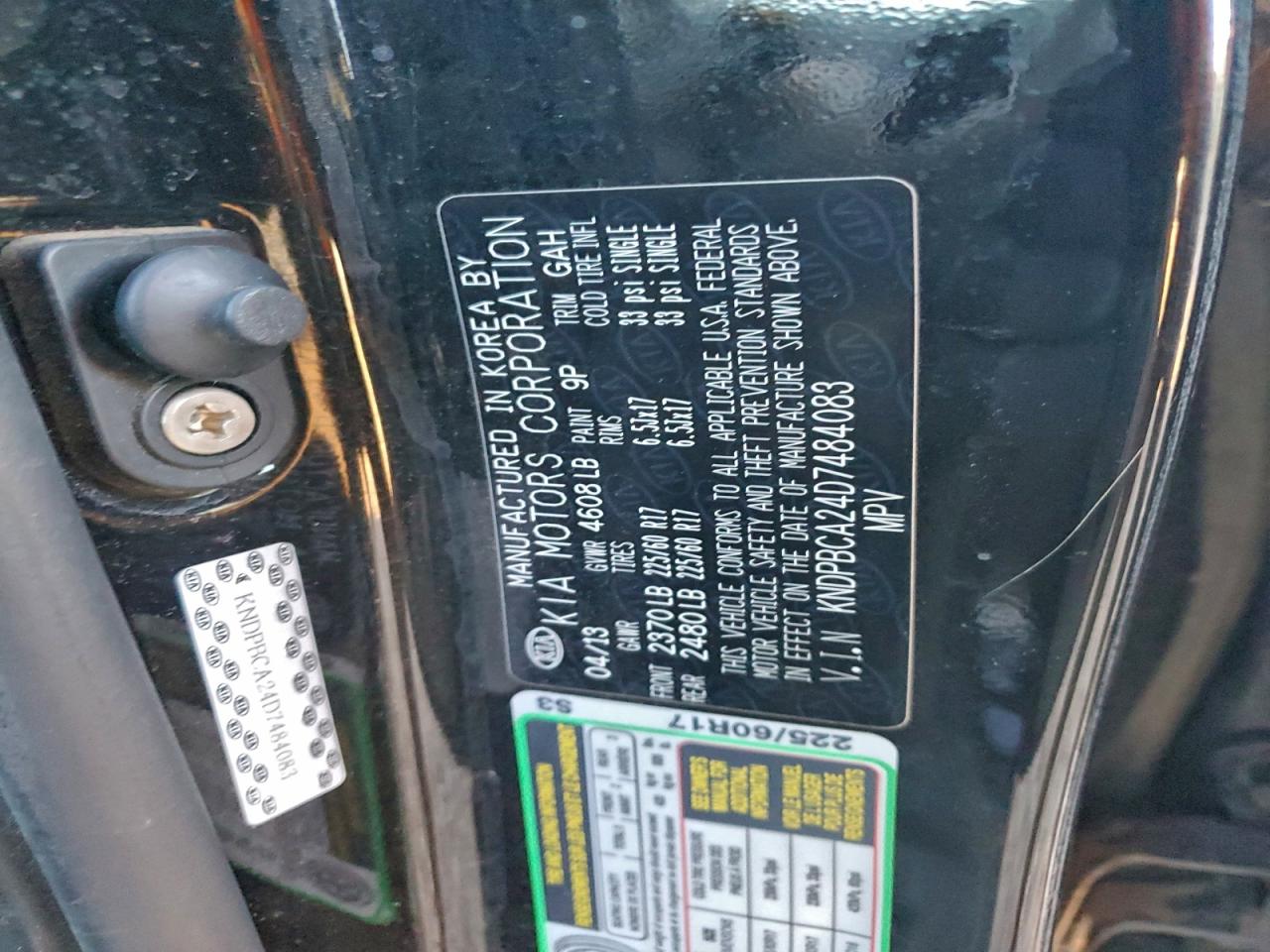 2013 Kia Sportage Lx VIN: KNDPBCA24D7484083 Lot: 94282255