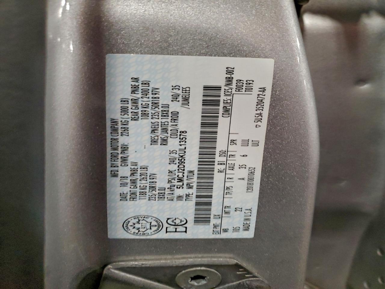 2019 Lincoln Mkc Select VIN: 5LMCJ2D95KUL13578 Lot: 94337255