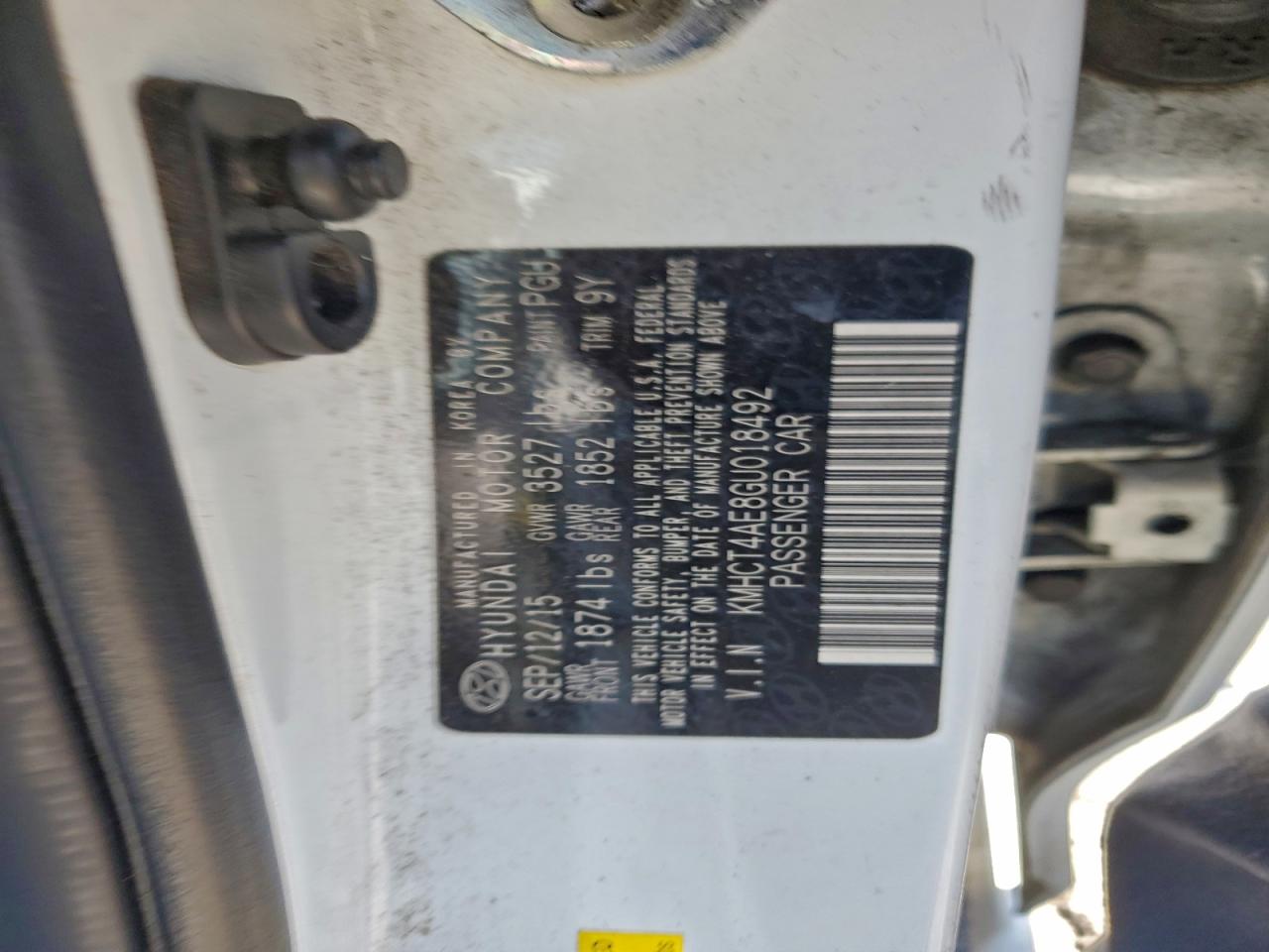 2016 Hyundai Accent Se VIN: KMHCT4AE8GU018492 Lot: 93983625