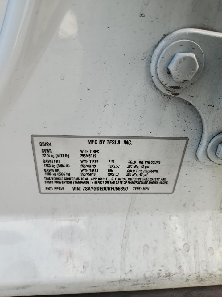 2024 Tesla Model Y VIN: 7SAYGDED0RF055390 Lot: 93703835