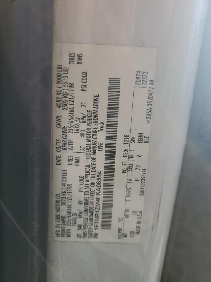 2015 Ford Transit T-250 VIN: 1FTNR1ZM4FKA68564 Lot: 91722085