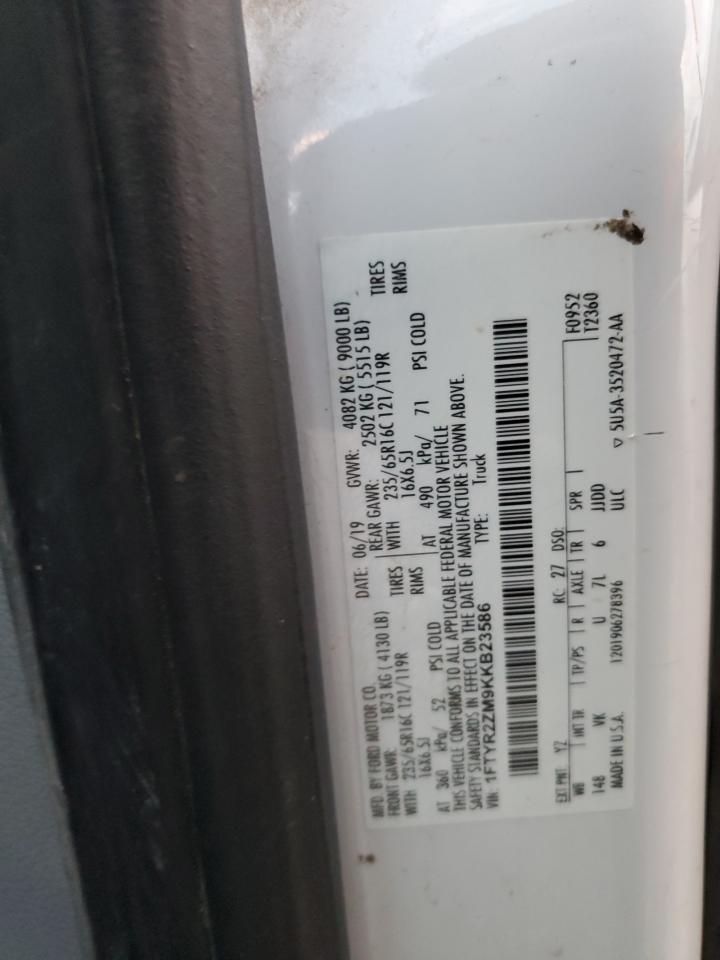 2019 Ford Transit T-250 VIN: 1FTYR2ZM9KKB23586 Lot: 91485145