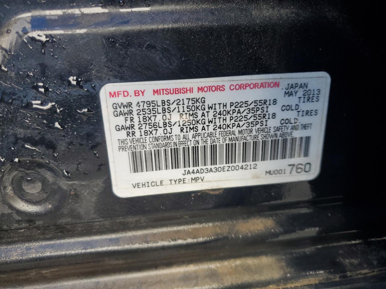 2014 Mitsubishi Outlander Se VIN: JA4AD3A30EZ004212 Lot: 91528045