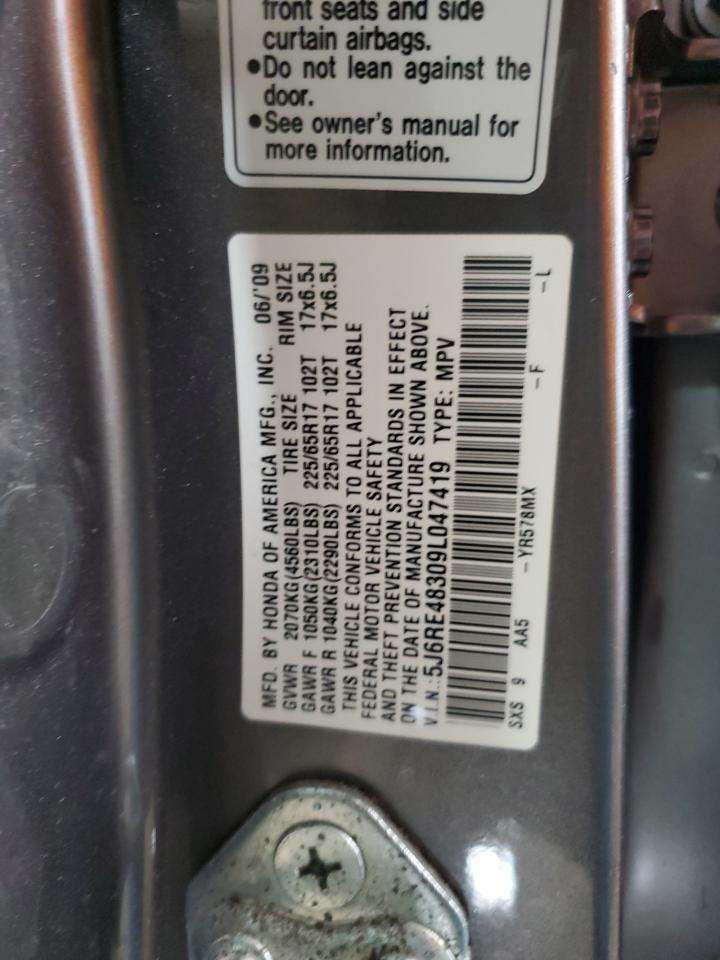 2009 Honda Cr-V Lx VIN: 5J6RE48309L047419 Lot: 92442255