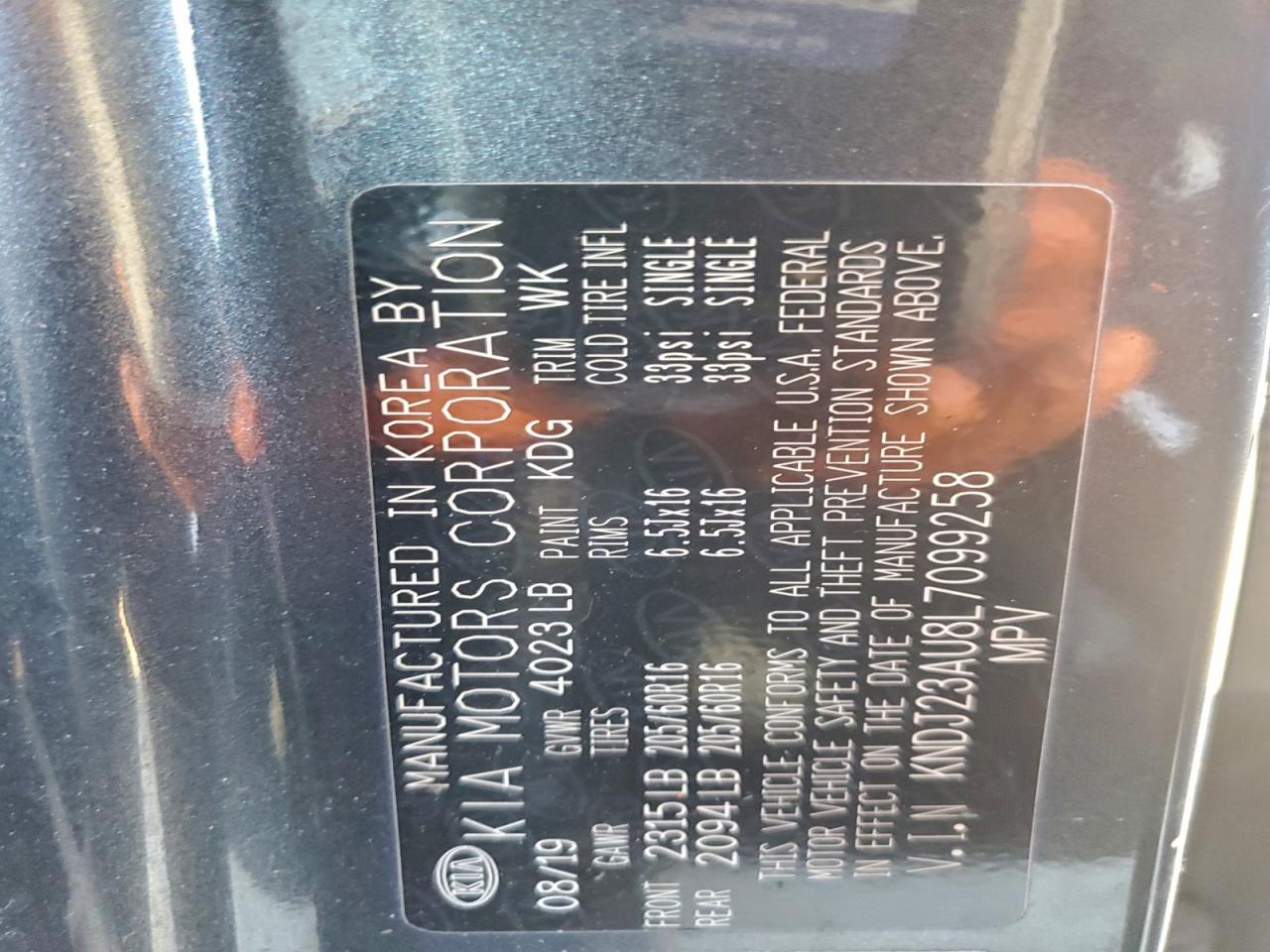 2020 Kia Soul Lx VIN: KNDJ23AU8L7099258 Lot: 92766365