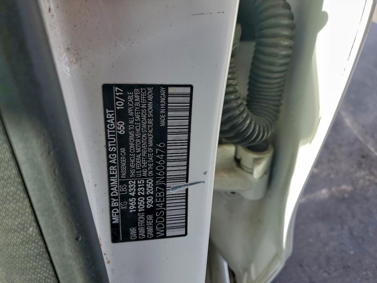 2018 Mercedes-Benz Cla 250 VIN: WDDSJ4EB7JN606476 Lot: 94270135