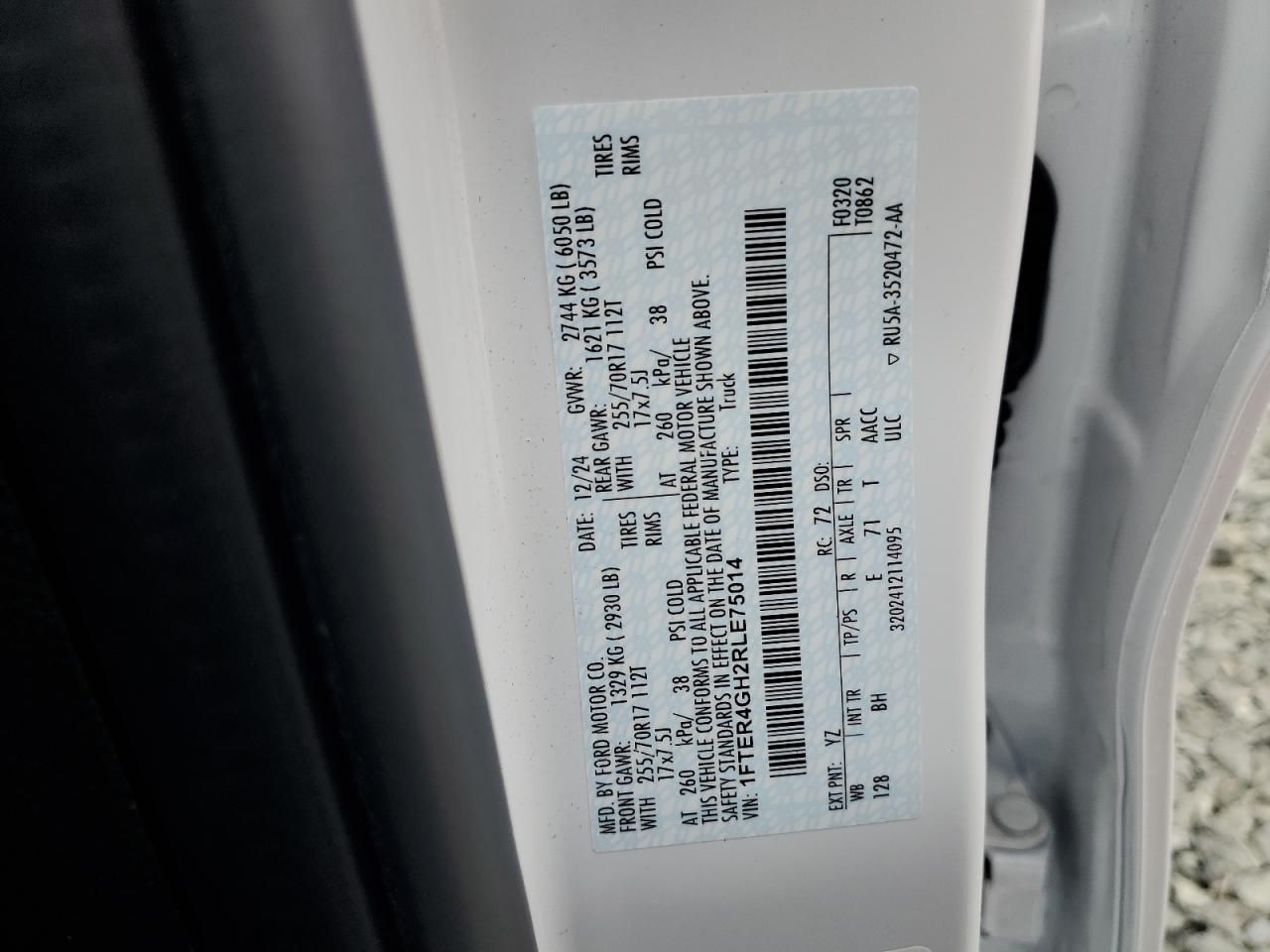 2024 Ford Ranger Xlt VIN: 1FTER4GH2RLE75014 Lot: 91047845