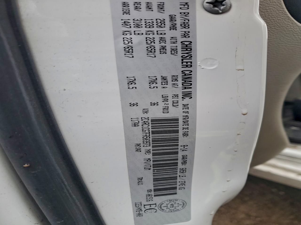 2015 Chrysler Town & Country Touring L VIN: 2C4RC1CG7FR503973 Lot: 93243665