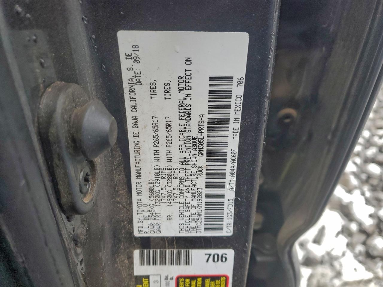 2019 Toyota Tacoma Double Cab VIN: 3TMCZ5AN1KM192023 Lot: 94576945