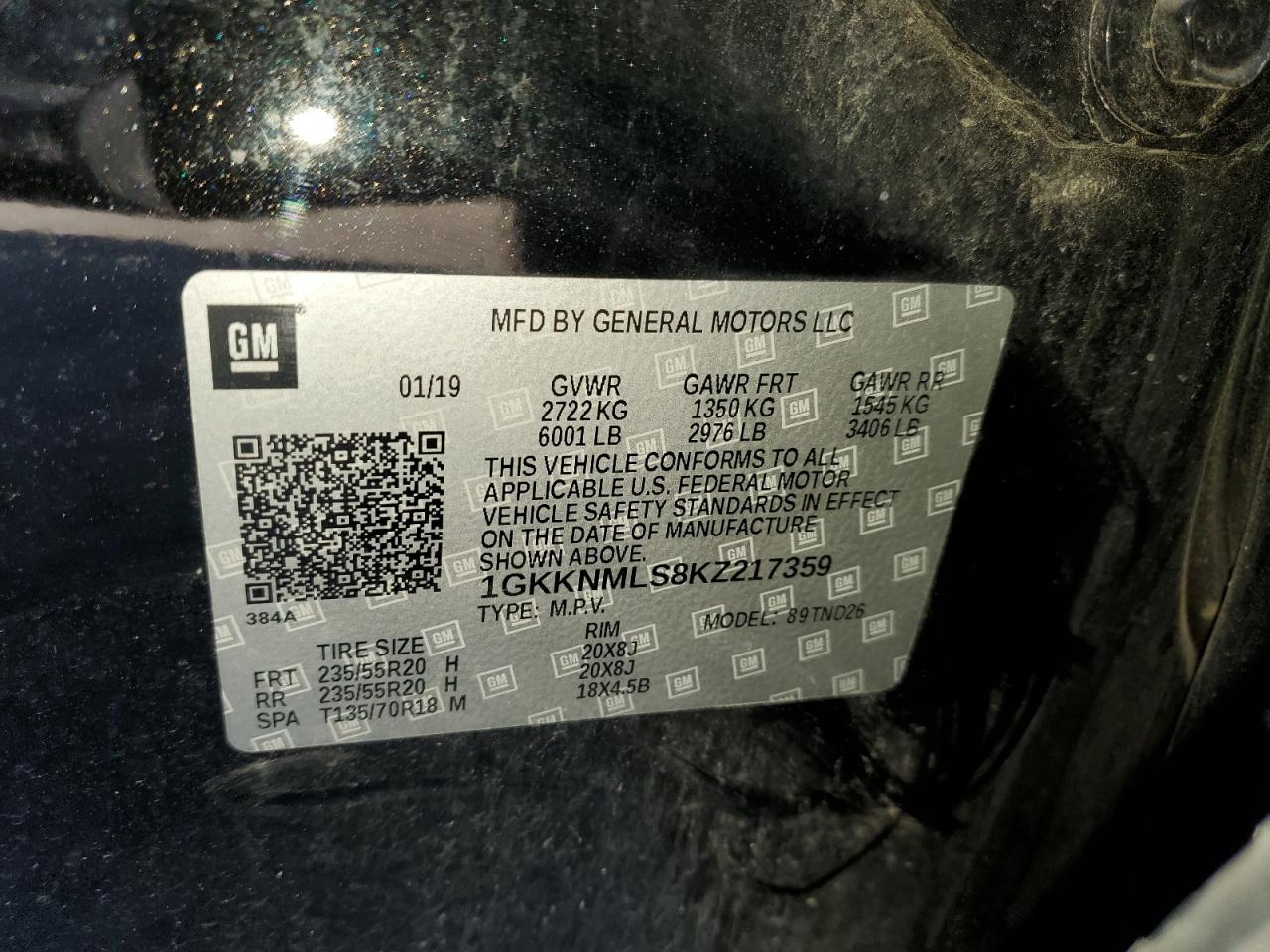 2019 GMC Acadia Slt-1 VIN: 1GKKNMLS8KZ217359 Lot: 92356085