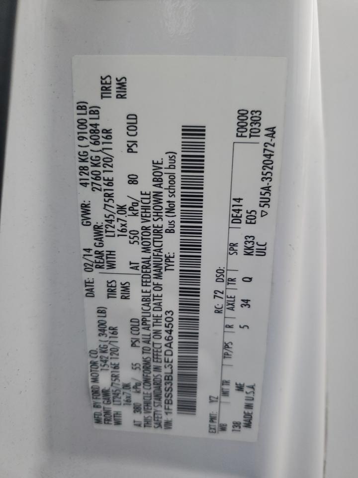 2014 Ford Econoline E350 Super Duty Wagon VIN: 1FBSS3BL3EDA64503 Lot: 92269395