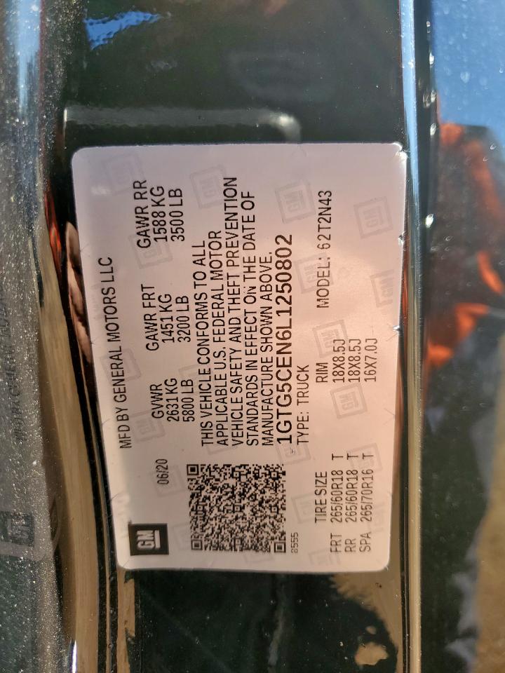 2020 GMC Canyon Sle VIN: 1GTG5CEN6L1250802 Lot: 91920895