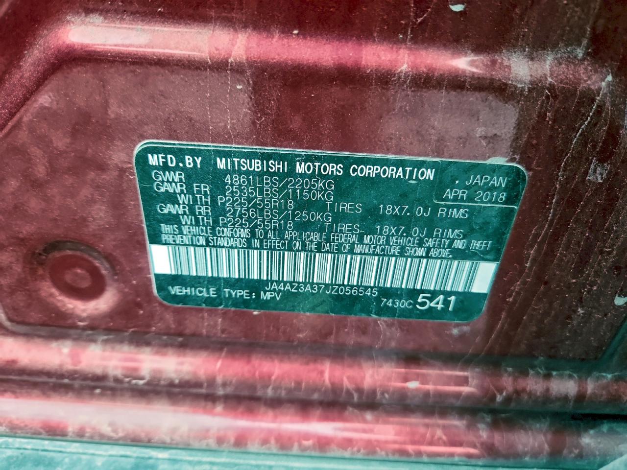 2018 Mitsubishi Outlander Se VIN: JA4AZ3A37JZ056545 Lot: 93881735