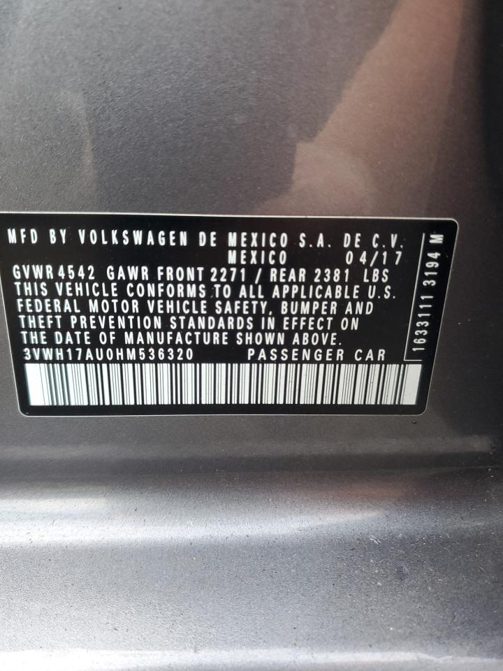 2017 Volkswagen Golf Alltrack S VIN: 3VWH17AU0HM536320 Lot: 93679495