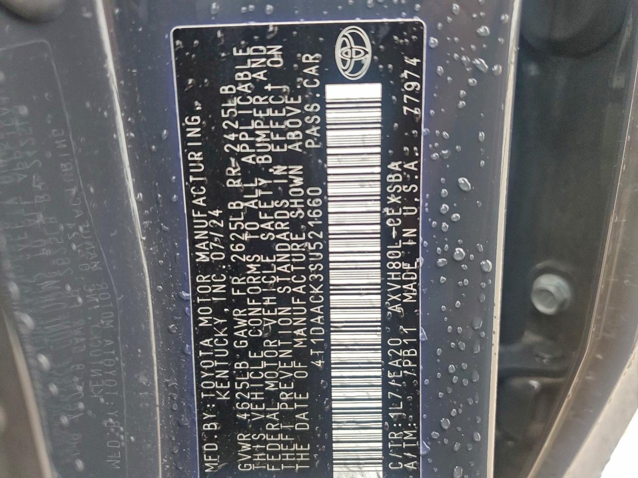 2025 Toyota Camry Xse VIN: 4T1DAACK3SU521660 Lot: 91899095