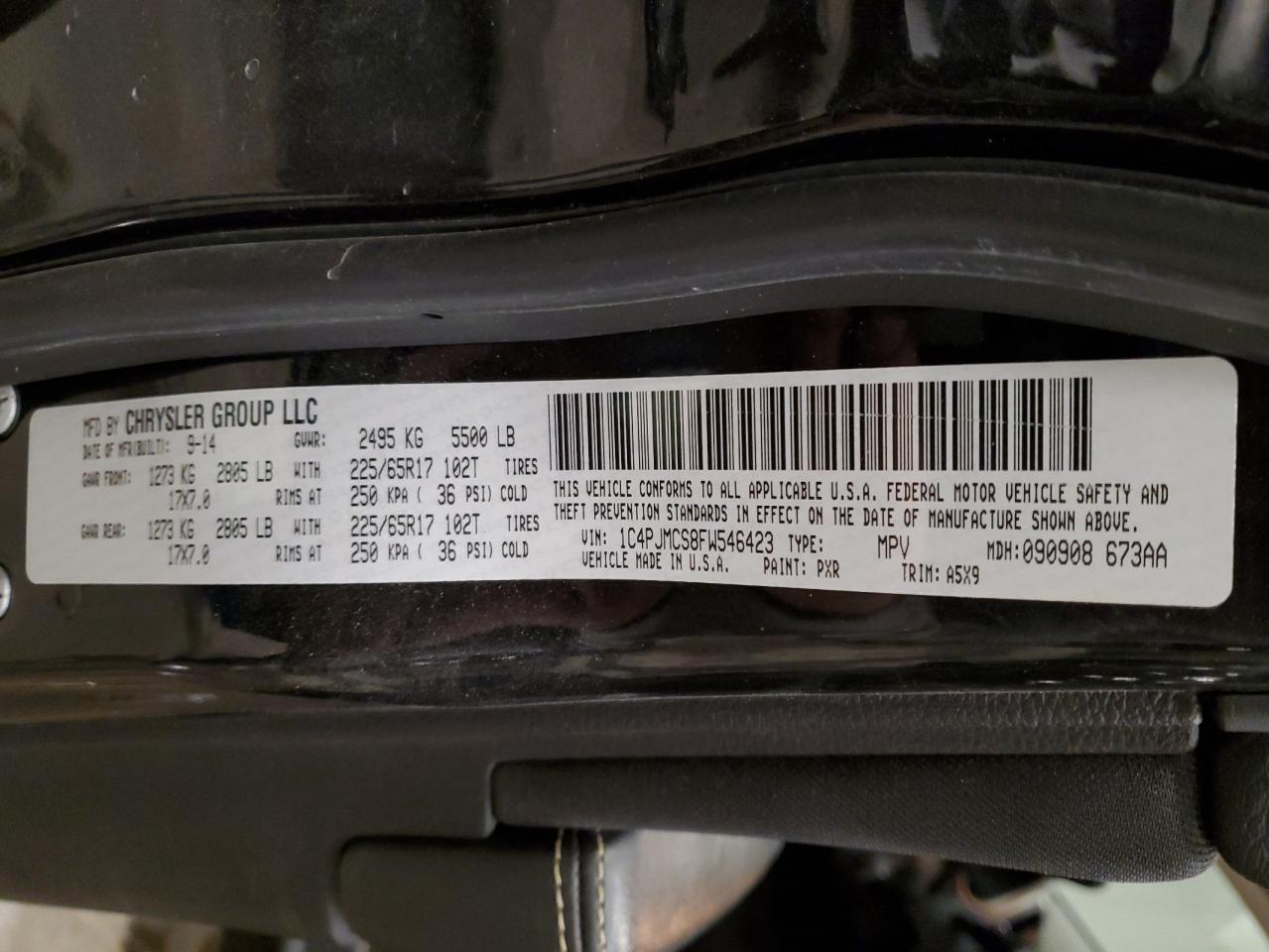 2015 Jeep Cherokee Latitude VIN: 1C4PJMCS8FW546423 Lot: 91903485