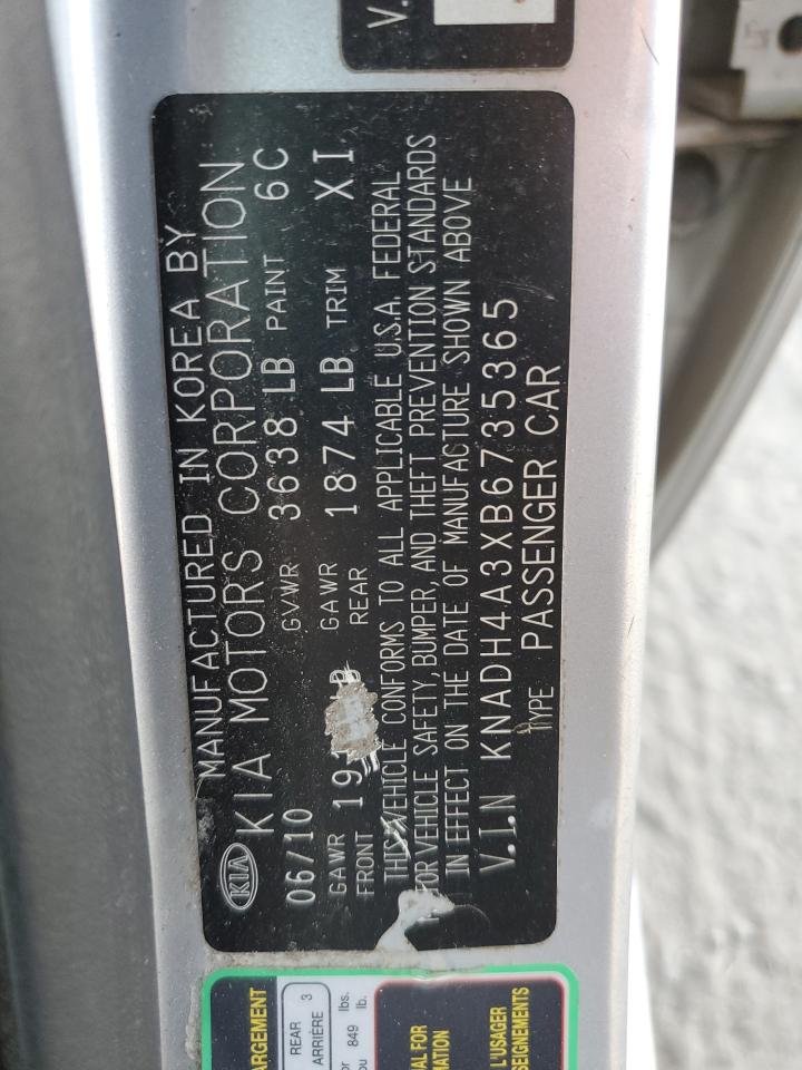 2011 Kia Rio Base VIN: KNADH4A3XB6735365 Lot: 93241455