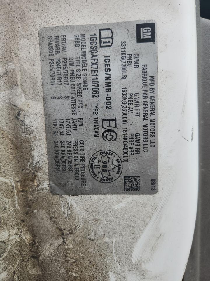 2014 Chevrolet Express G1500 VIN: 1GCSGAFX7E1107062 Lot: 91621225