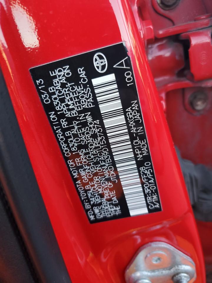 2013 Toyota Prius C VIN: JTDKDTB39D1537374 Lot: 93536175