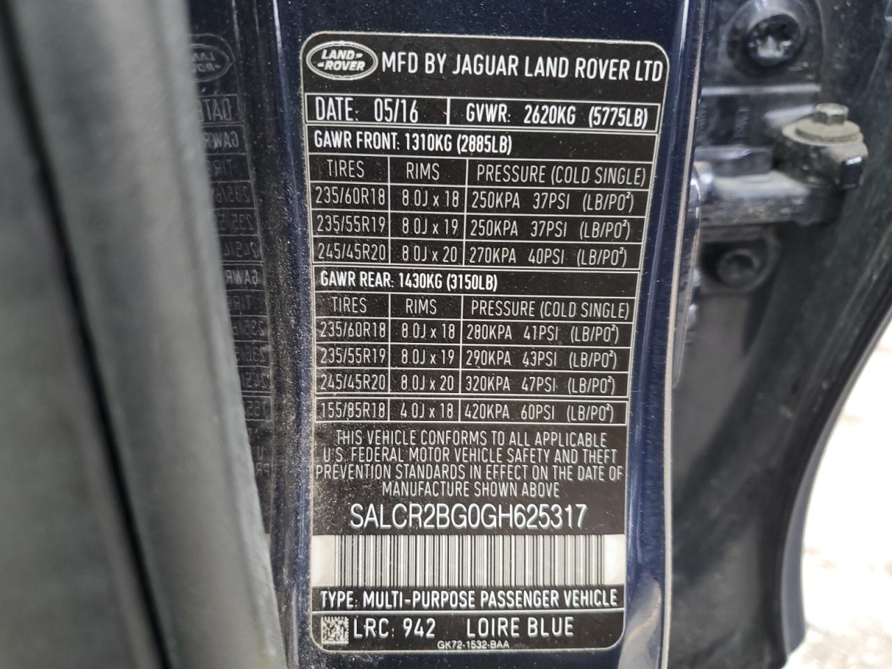 2016 Land Rover Discovery Sport Hse VIN: SALCR2BG0GH625317 Lot: 93262275