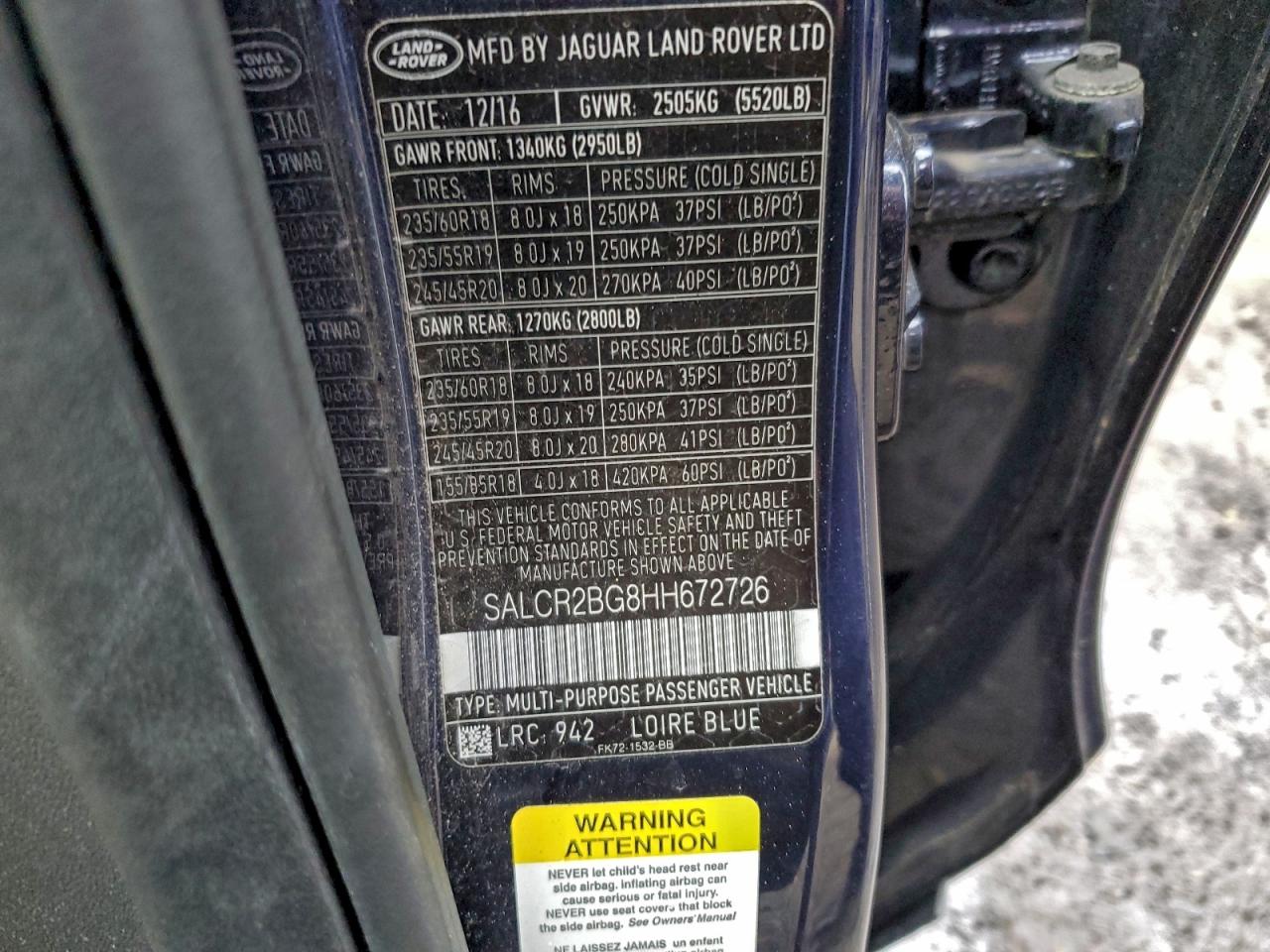 2017 Land Rover Discovery Sport Hse VIN: SALCR2BG8HH672726 Lot: 94568445