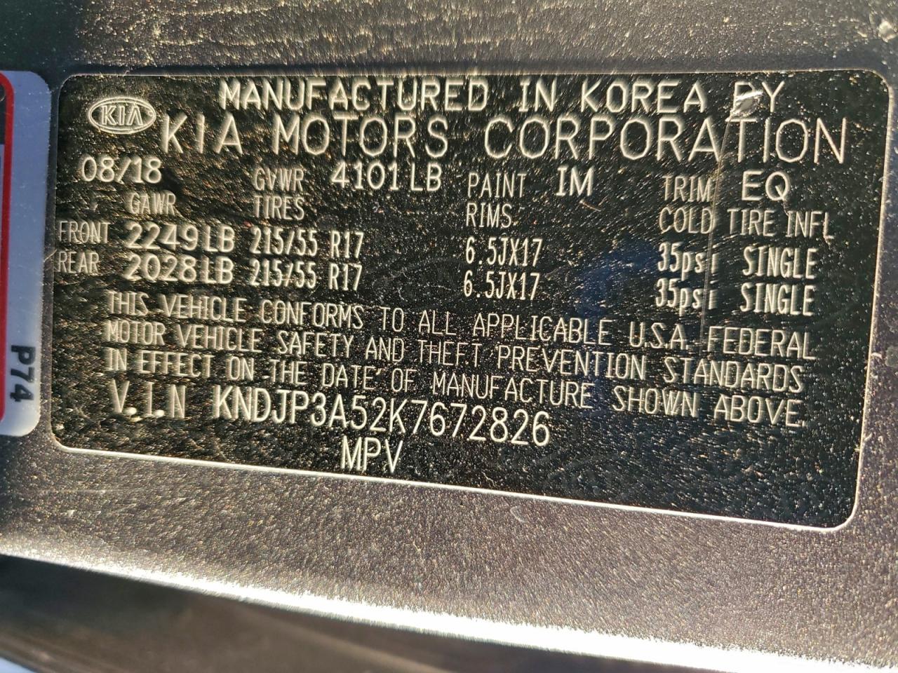 2019 Kia Soul + VIN: KNDJP3A52K7672826 Lot: 94146745