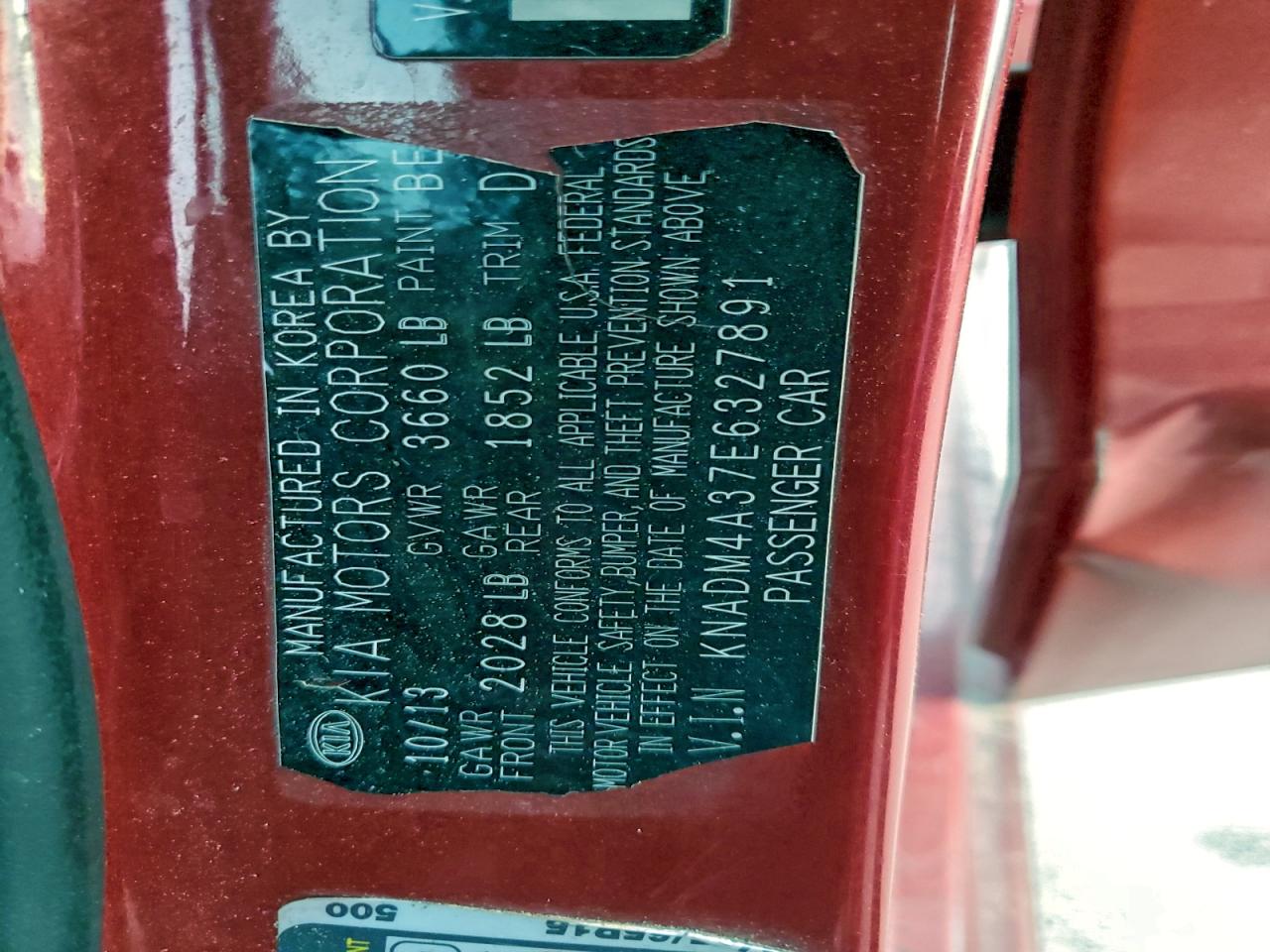 2014 Kia Rio Lx VIN: KNADM4A37E6327891 Lot: 93480585