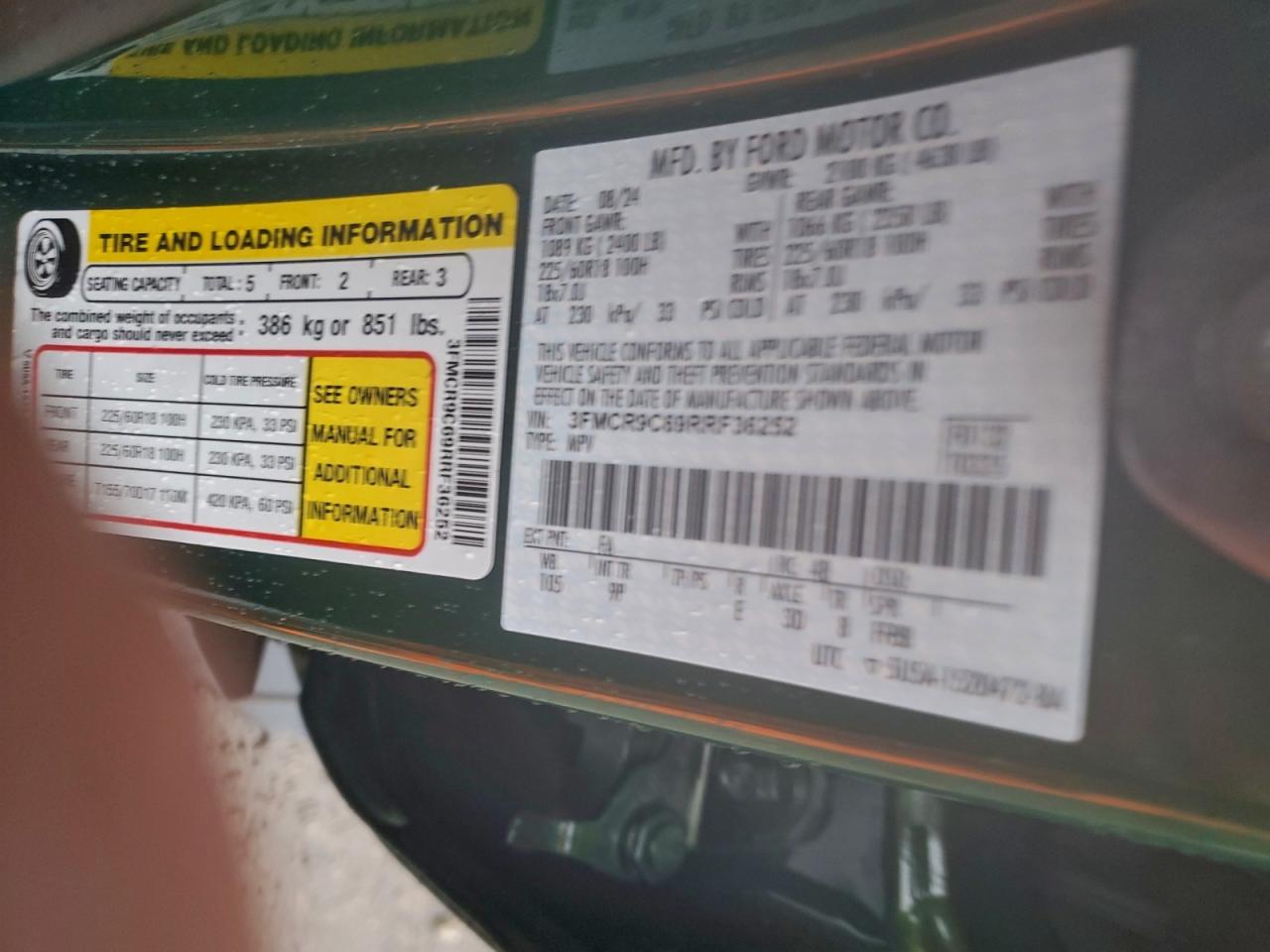 2024 Ford Bronco Sport Outer Banks VIN: 3FMCR9C69RRF36252 Lot: 93905545