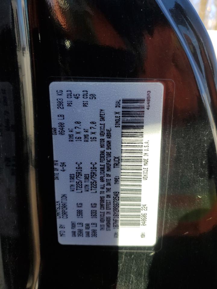 1994 Dodge Ram 1500 VIN: 1B7HF16Y2RS672549 Lot: 92296555